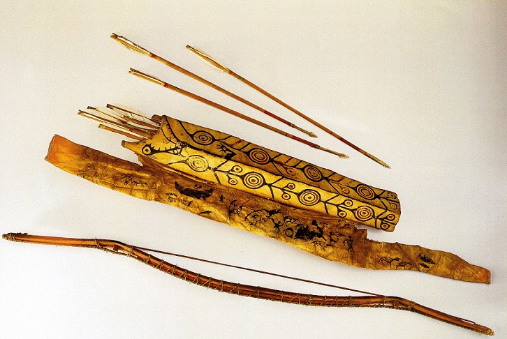 Quiver, bowcase, bow, and arrows; probably Yup'ik, 1860-1880; NMAI