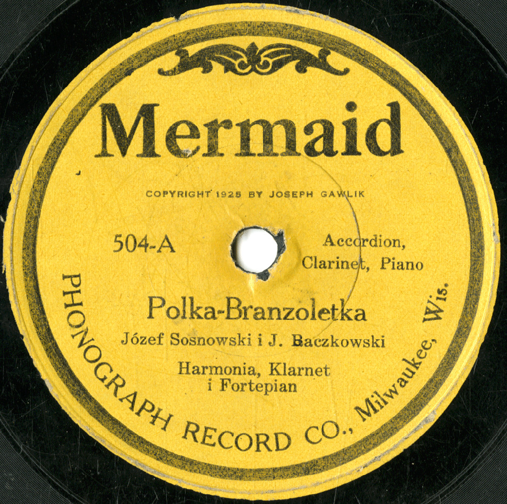 Label from a 78 recorded by a Polish trio in Milwaukee in the 1920s.