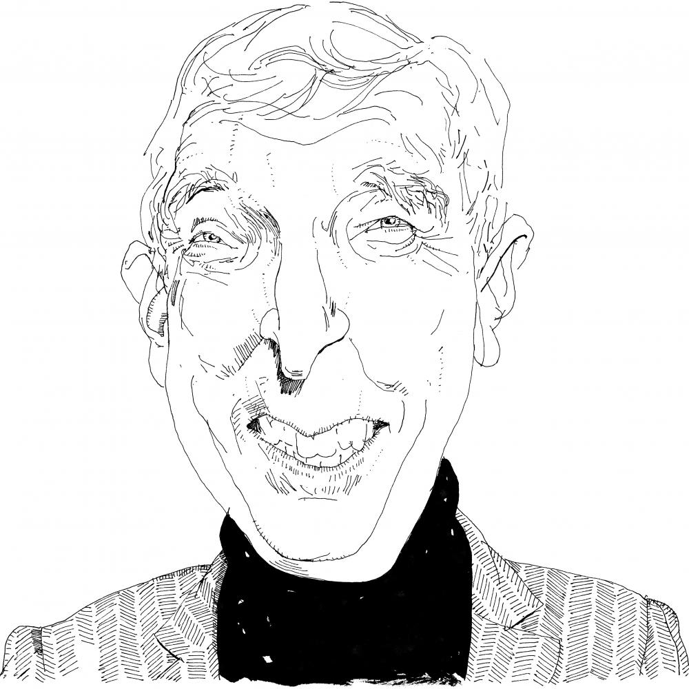 line drawing illustration of John Updike