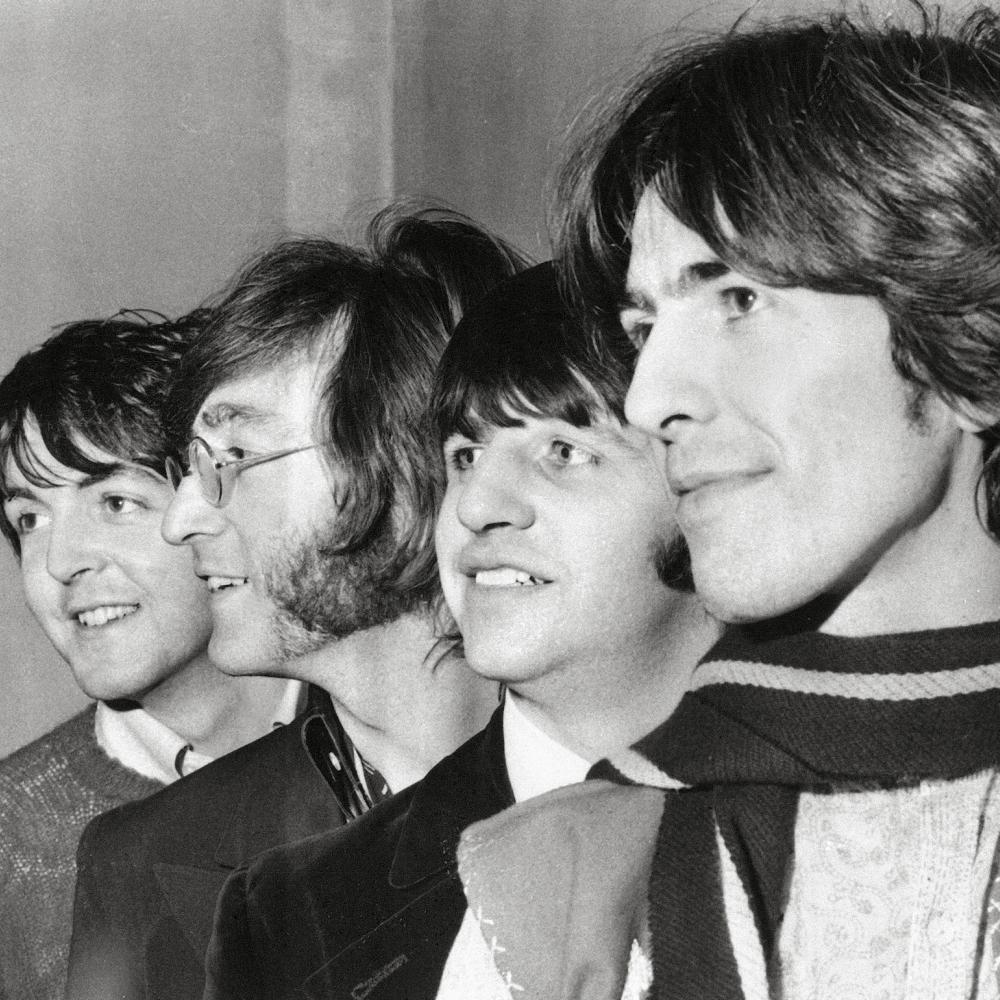 Close up shot of The Beatles