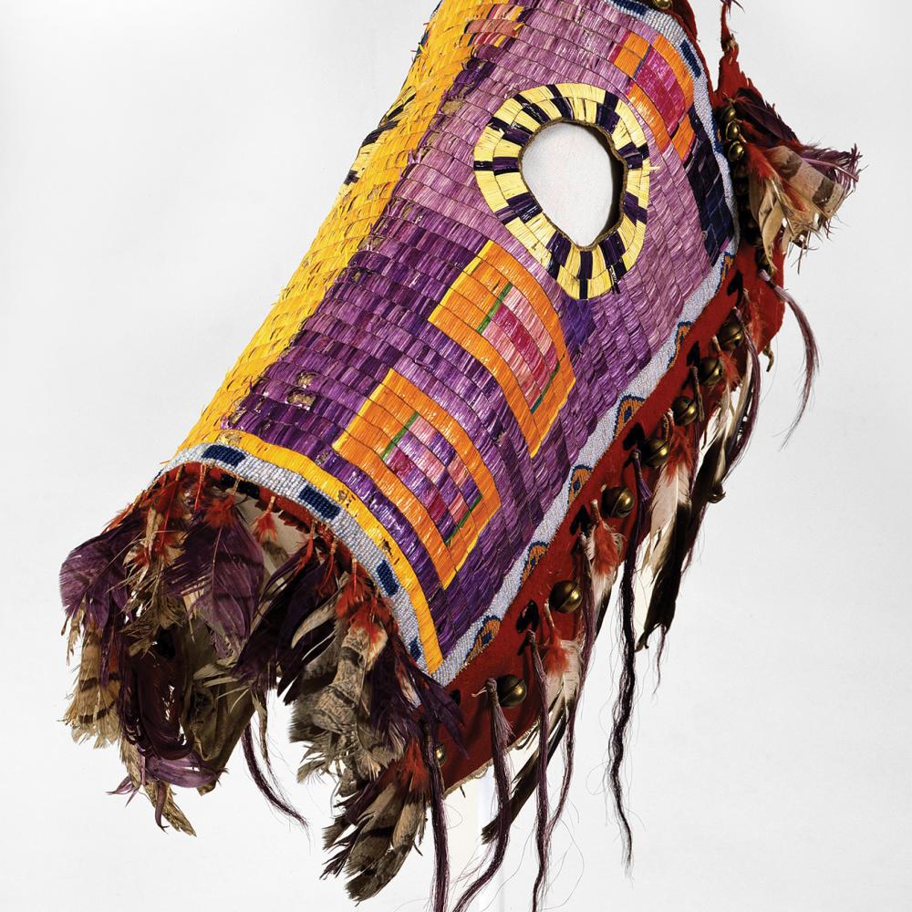 Photo of a colorful indigenous horse mask.