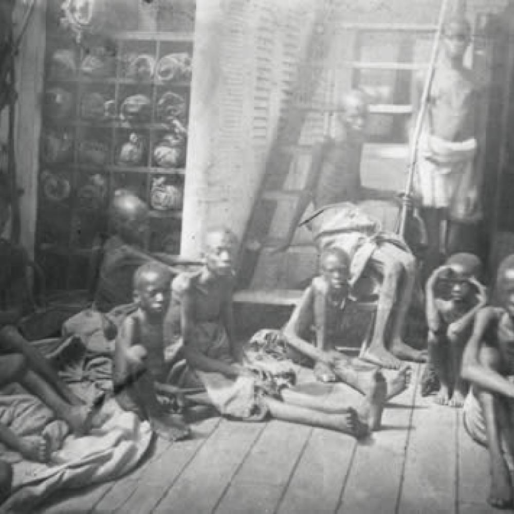 Enslaved children aboard ship