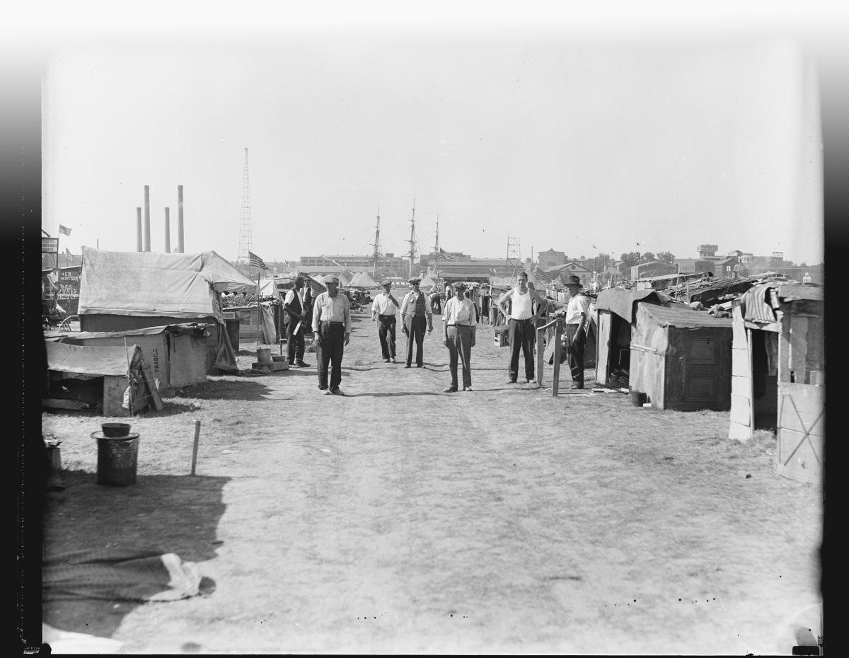 The Bonus Army camp in Anacostia, in their "shanty town"