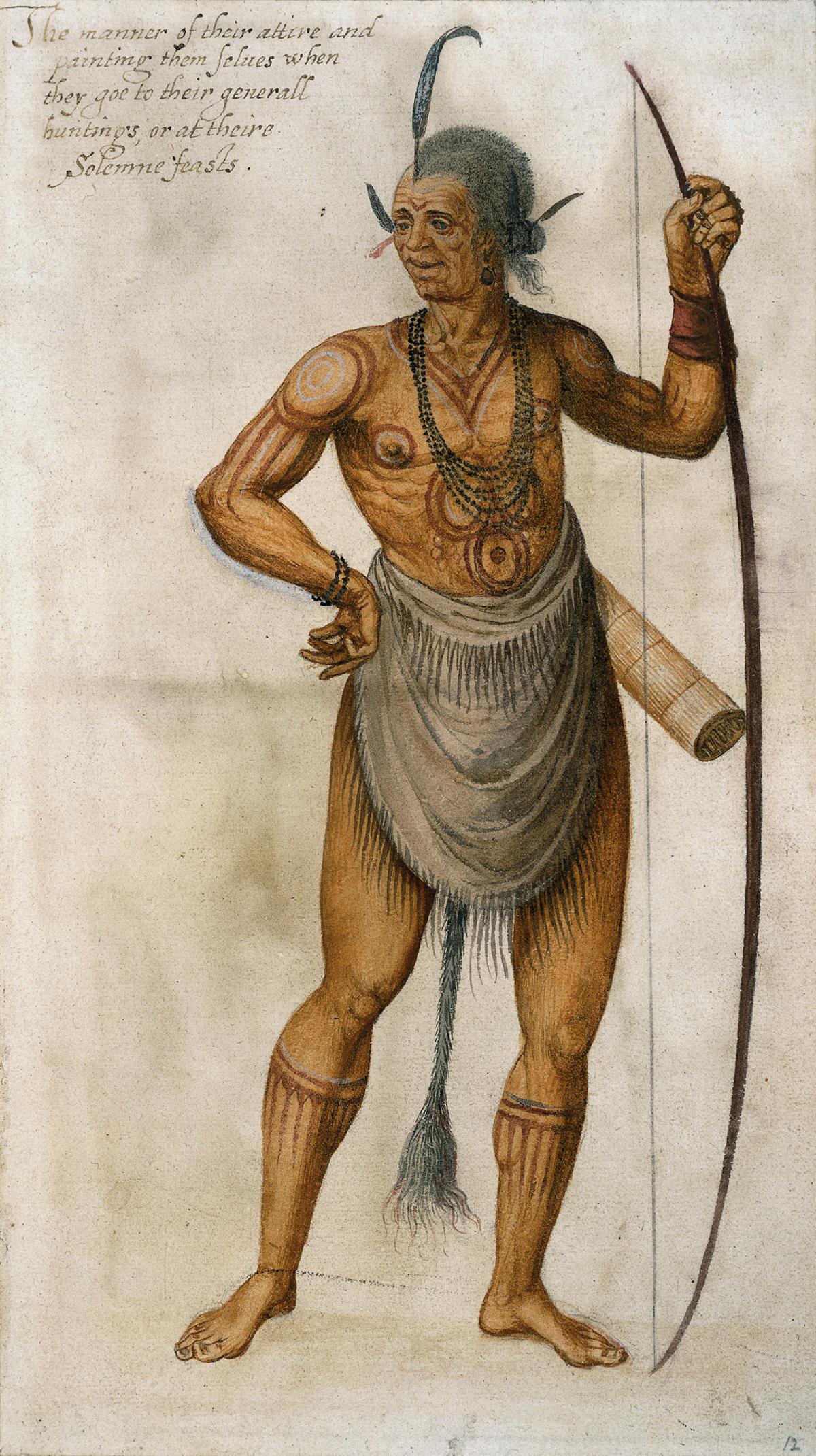painting of a Native American hunter holding bow
