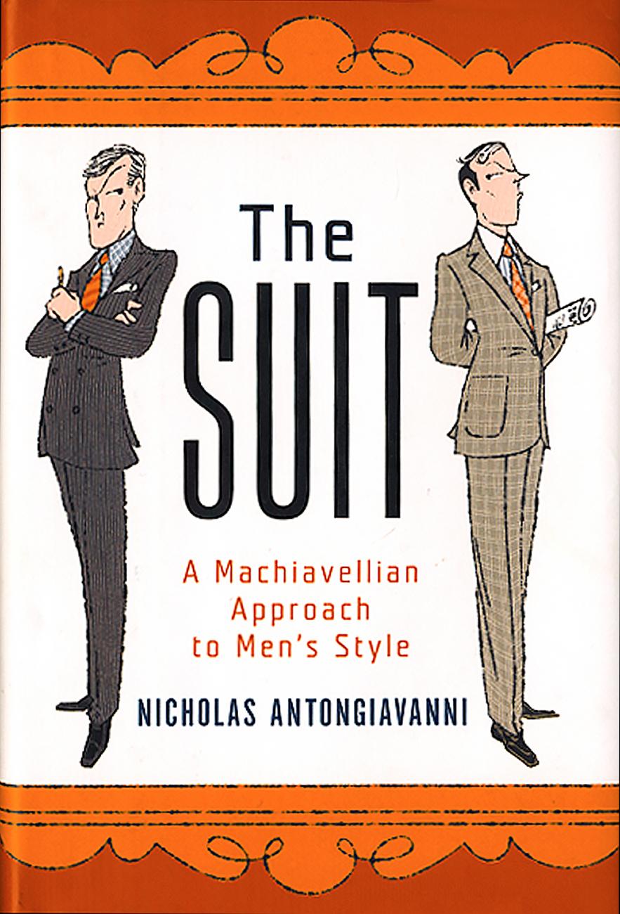 Cover of "The Suit" which shows two men, one in a black suit and the other in a tan suit, flanking the title