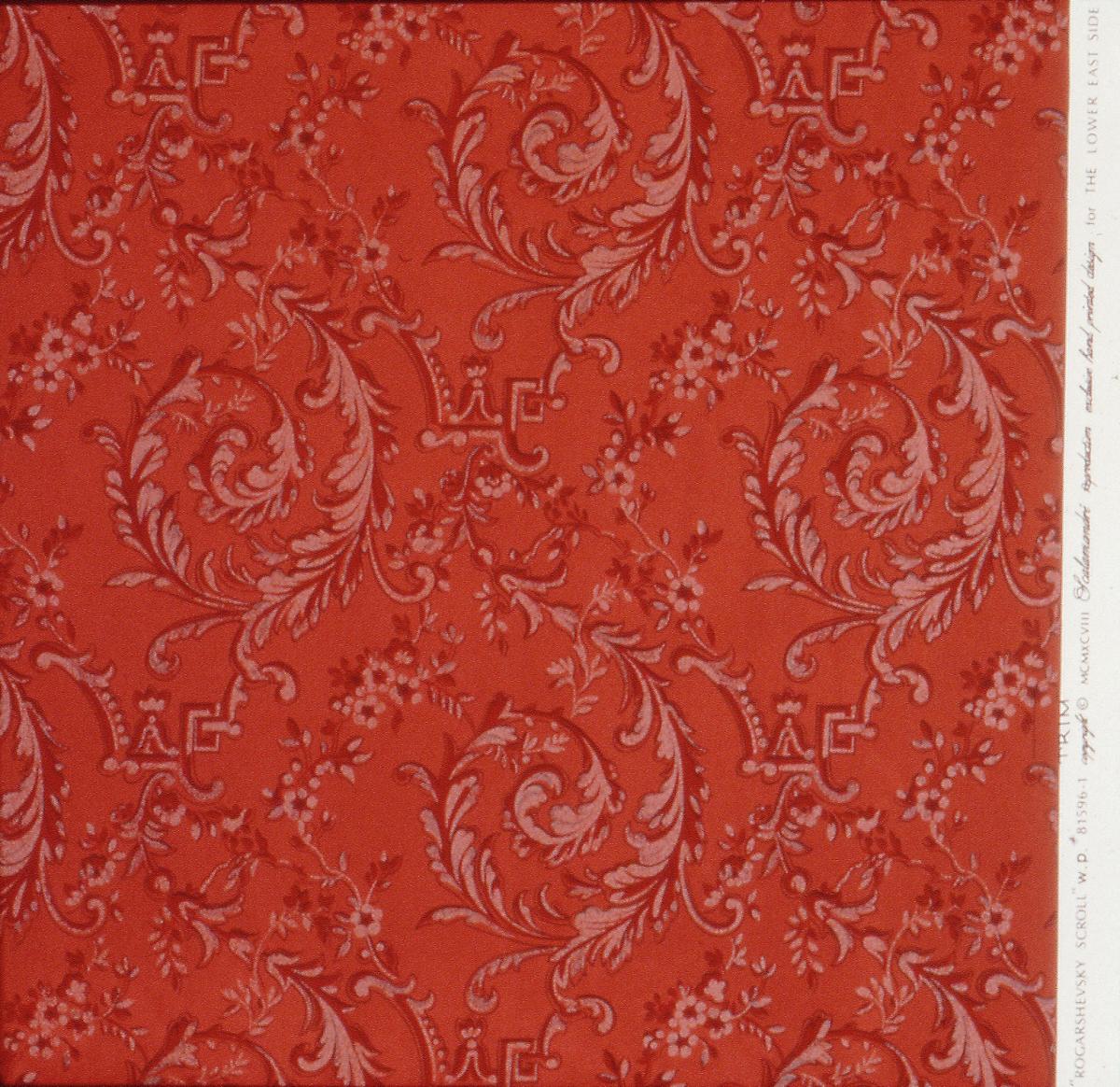 photograph of orange antique wallpaper