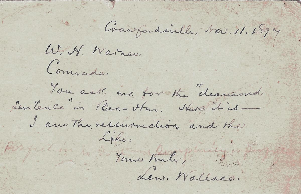 Letter from Wallace, written in dark ink on a yellowing piece of paper, dated 1894