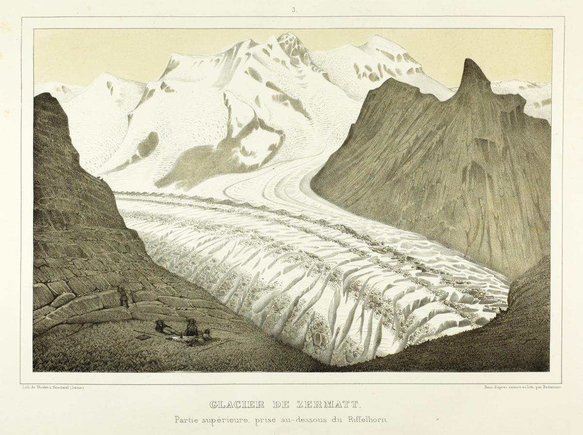 illustration of a glacier in a valley