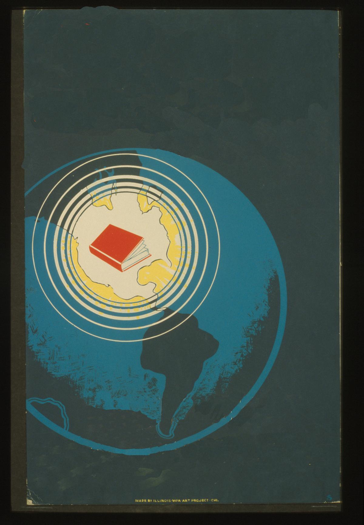 illustration of earth with a book on it