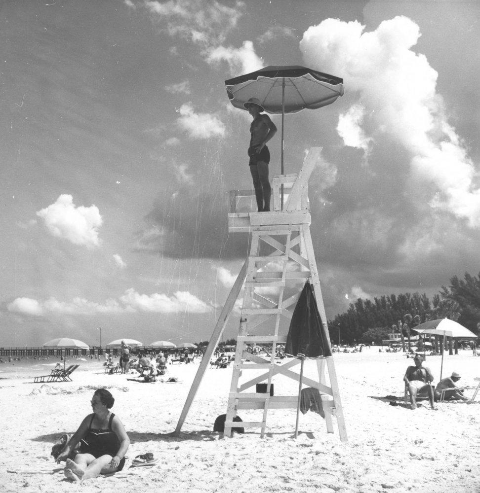Lifeguard on beach by Pier 60: Clearwater, Florida