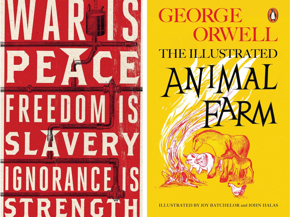 Covers of George Orwell's 1984 and Animal Farm