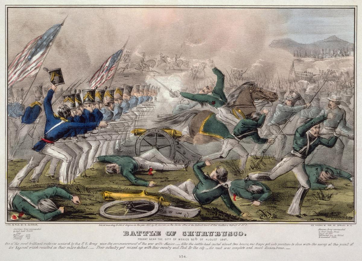 Etching of Battle of Churubusco in 1847