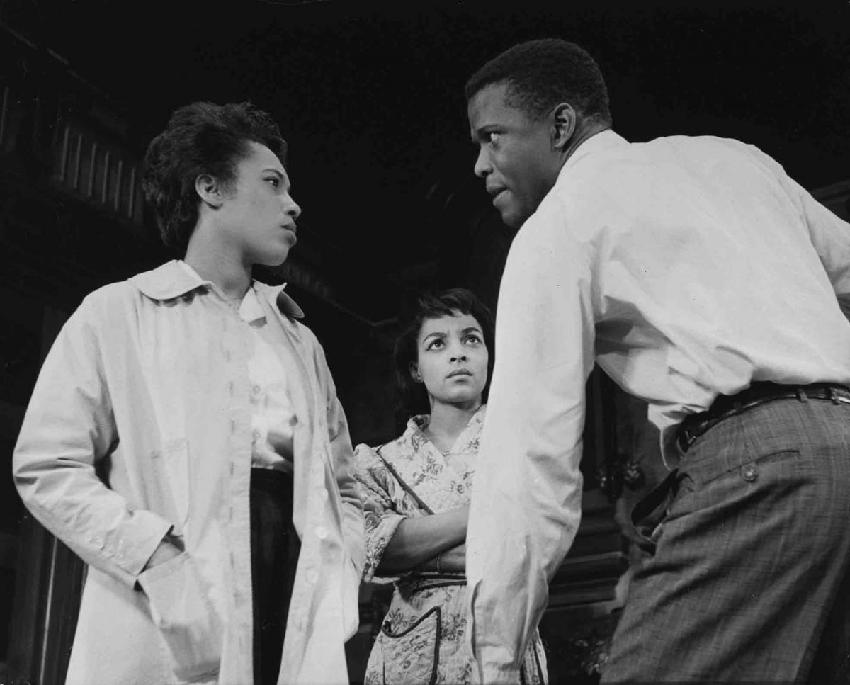 Sands, Dee, and, Poitier in the original 1959 Broadway production of A Raisin in the Sun