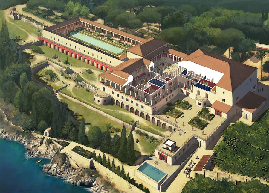 rendering of the Villa of the Papyri in Herculaneum 