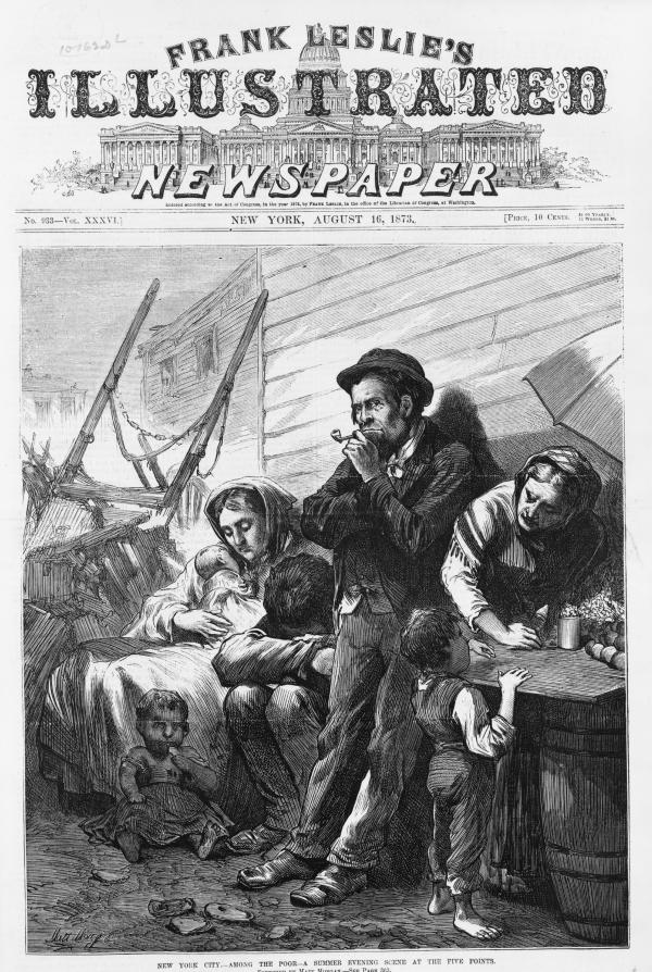 Newspaper Illustration of family in distress
