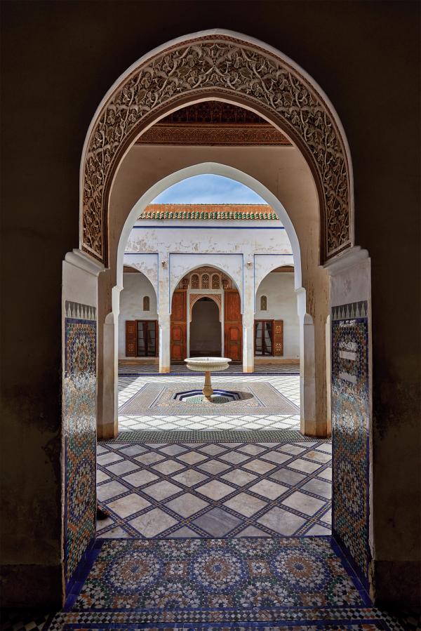  Looking into the courtyard at Bahia palace in Marrakech.