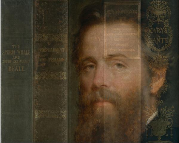 Portrait of Herman Melville on a book cover 