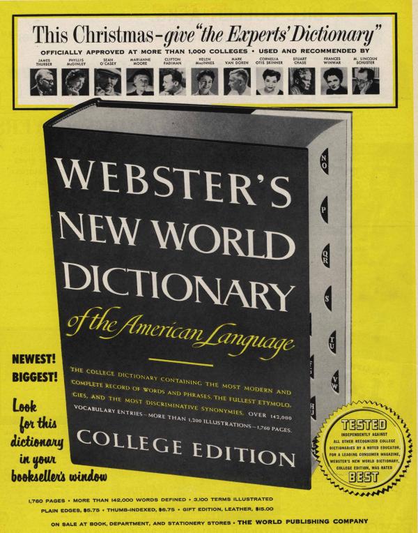 Ad for Webster’s New World Dictionary of the American Language 