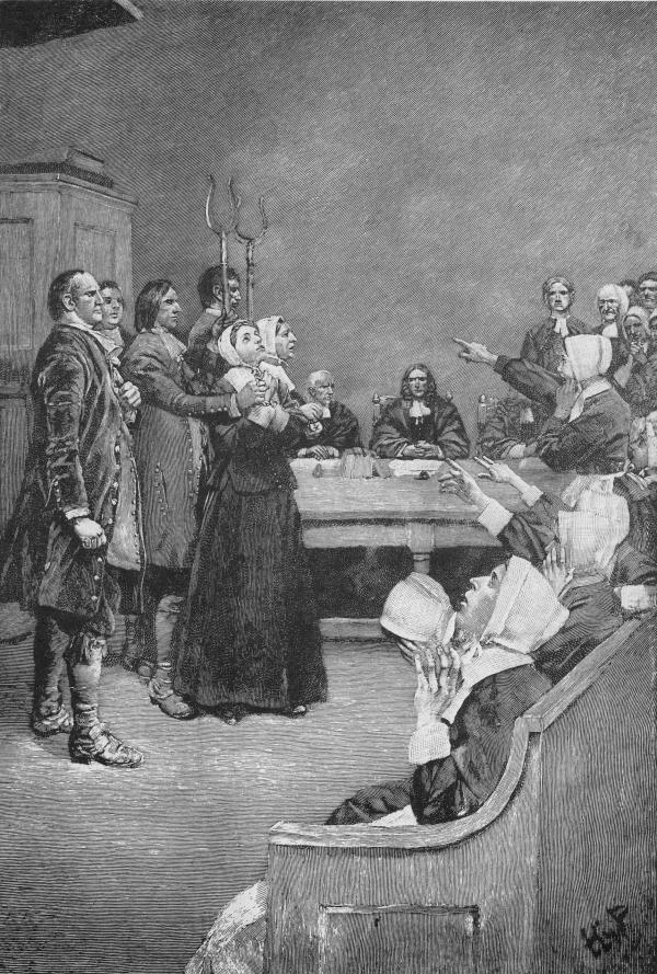 A nineteenth-century engraving by Howard Pyle of the Salem Witch Trials. 