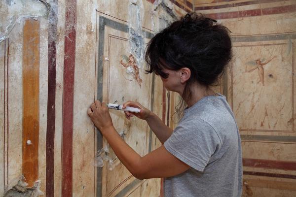 Restoration of wall paintings.