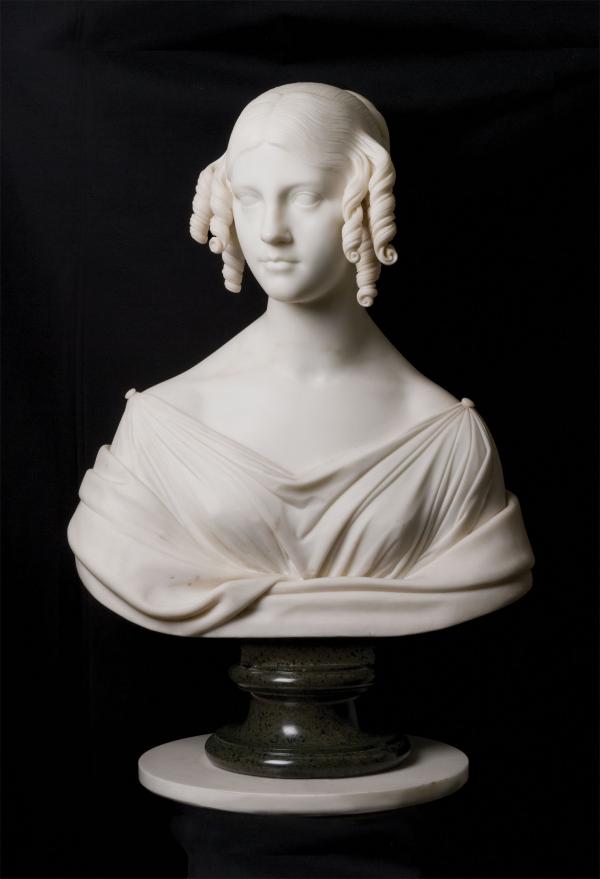 A marble bust of Fanny Appleton. 
