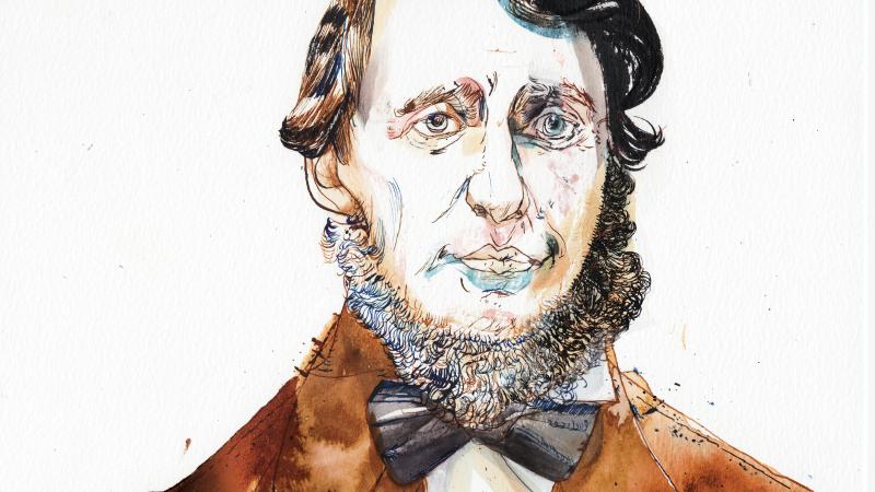 A color portrait of Henry David Thoreau