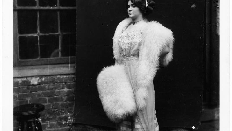 Portrait of a Storyville prostitute, wearing a fur stole