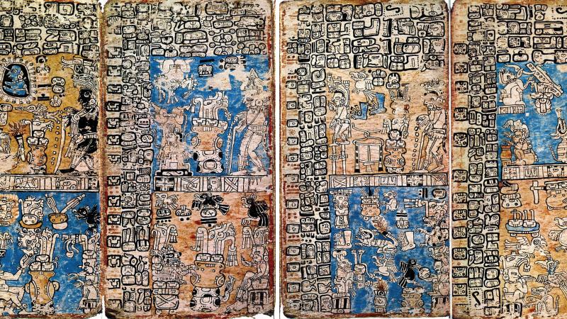 Photo of part of the madrid codex, which documents almanacs, depictions of human sacrifice, and more