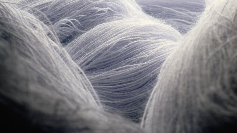Close up of gray skeins of yarn