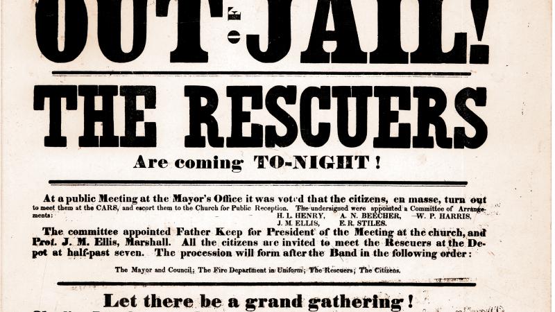 Town notice summoning citizens to aid in the rescue of a fugitive slave.