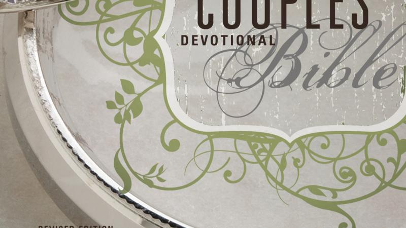 Stylized cover of the "Couples' Devotional Bible."