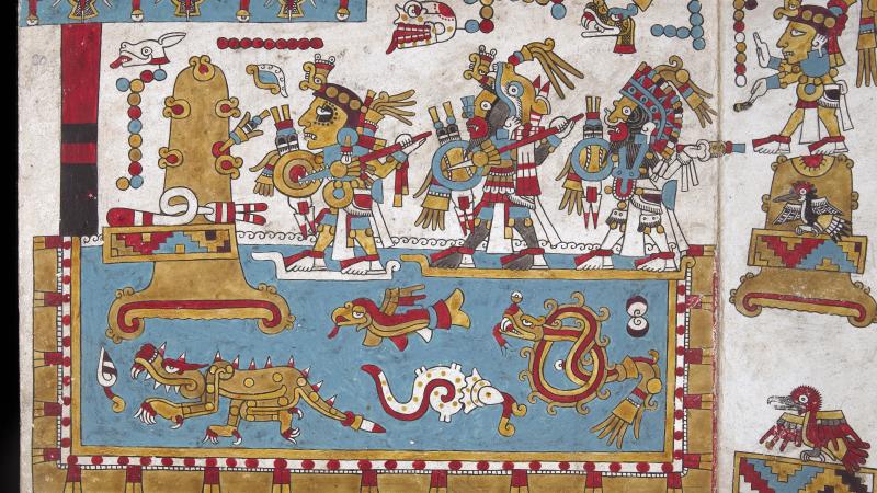 Page from the 15th century "Codex Nutall" depicting various Mixtec characters.