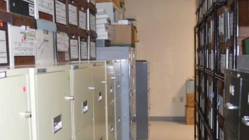 photograph of filing cabinets and boxes