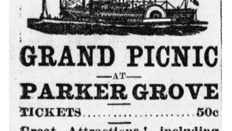 Announcement for Grand Fourth of July Picnic at Parker Grove.