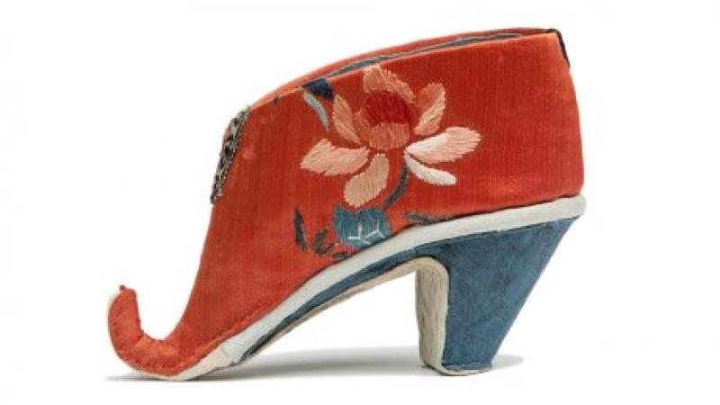 photo of red silk shoe