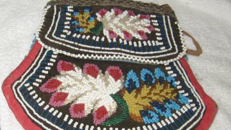 photograph of small beaded pouch