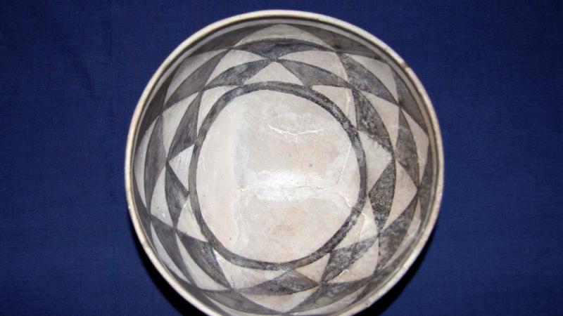 An ancestral Puebloan black-on-white bowl.
