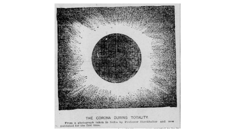 newspaper clip of an eclipse in totality