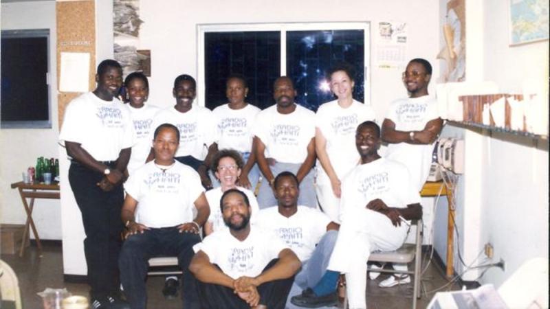 The members of the Radio Haiti team in 1995.