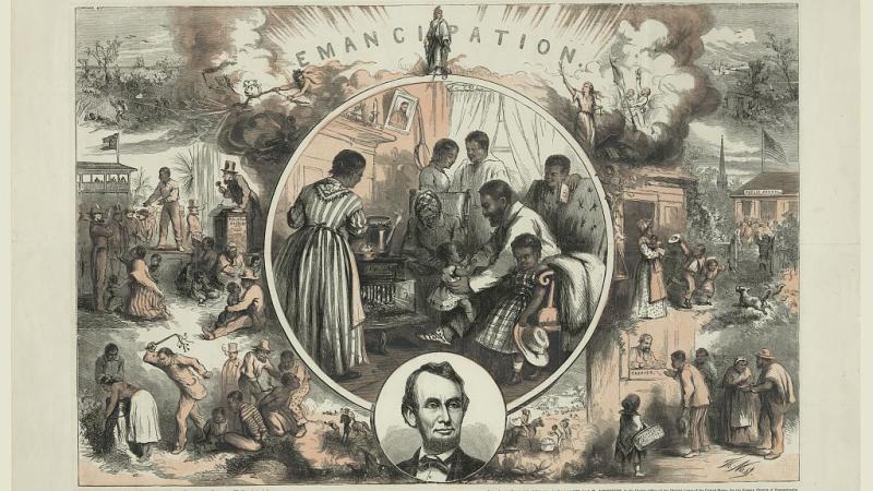 Emancipation, print by Thomas Nast, c.1865