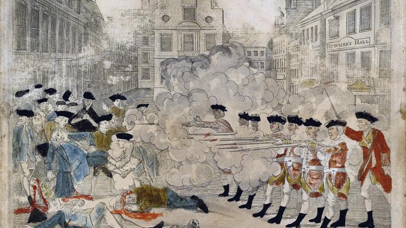 Boston Massacre as portrayed by Paul Revere. 