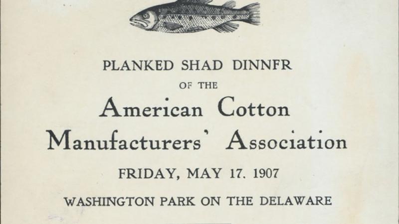 American Cotton Manufacturers' Association dinner menu, May 17, 1907 