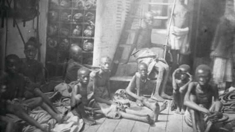 Enslaved children aboard ship