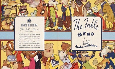 California artist Jo Mora created murals and this 1930s menu for The Fable, a re