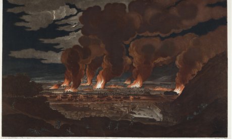 J.B. Chapuy after J.L. Boquet, Vue de l'incendie de la ville du Cap Français, 17