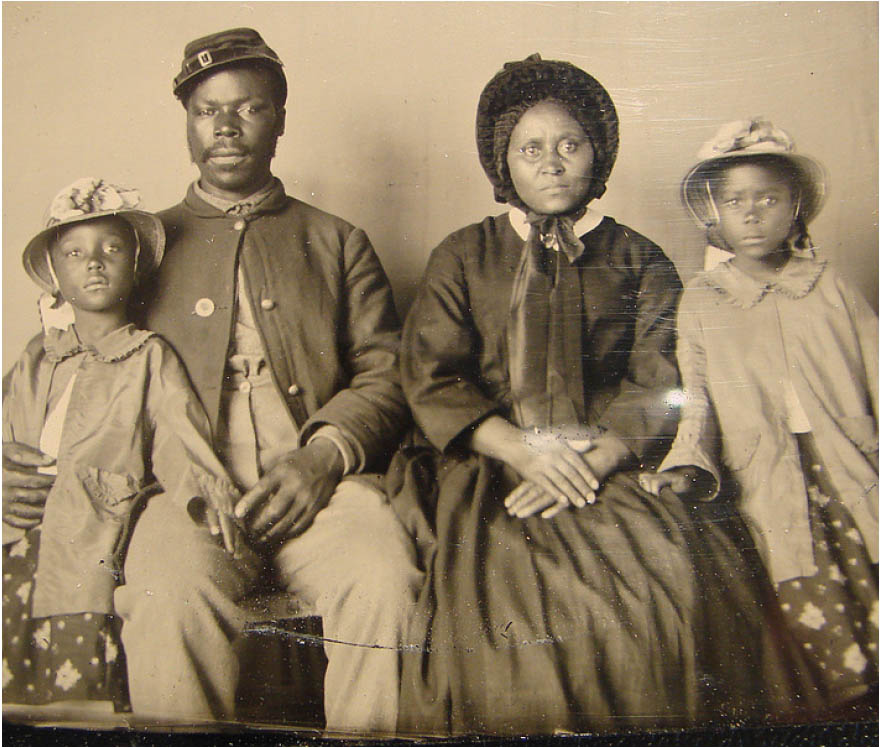 African American solider and family, circa 1863-65