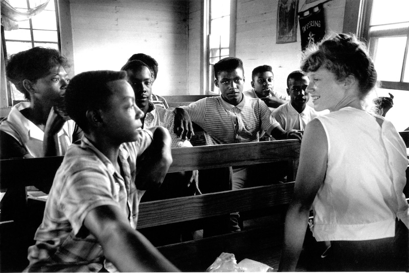 Edie Black, a volunteer from Smith College, teaches freedom school at Mileston