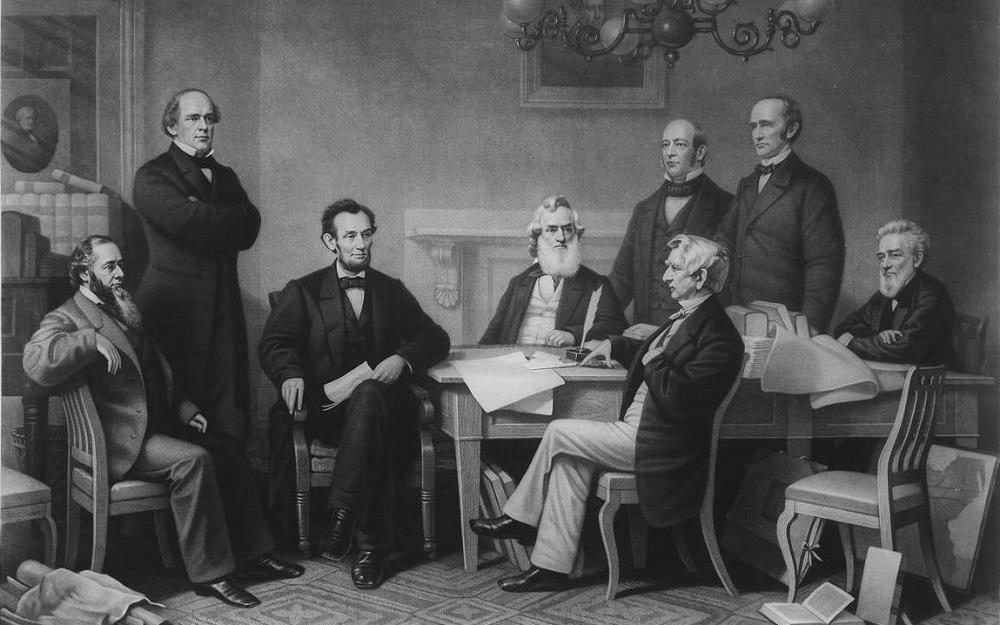 nineteeth-century drawing of first reading of the Emancipation Proclamation