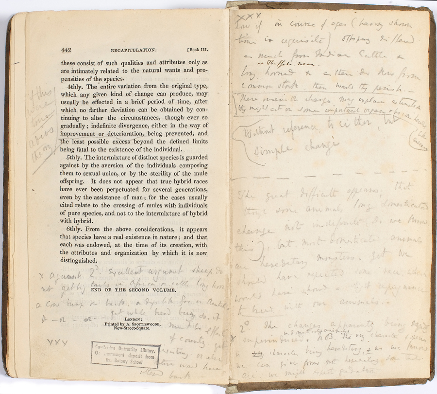 Charles Darwin's annotated copy of Charles Lyell's Principles of Geology