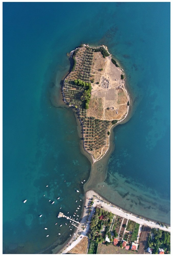 Aerial view of Mitrou, near Tragana, Greece